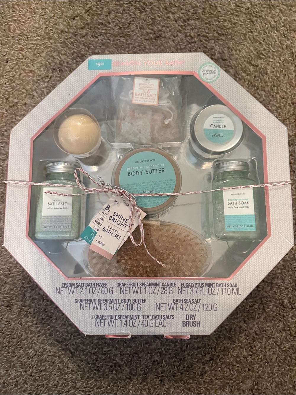 Grapefruit Spearmint Bath Gift Set - Mint & Cream Spa Kit